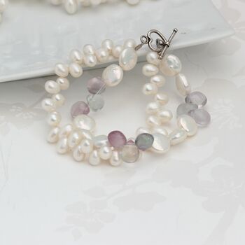 Teardrop Pearl And Gemstone Double Strand Bracelet, 3 of 10