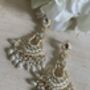 Meenakari White Gold Plated Dangle Indian Earrings, thumbnail 1 of 7