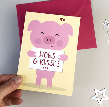 Six 'Hogs And Kisses' Pig Thank You Cards, 3 of 3
