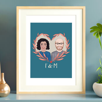Personalised Hand Painted Couple Portrait Print, 4 of 7