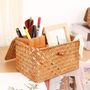 Set Of Three Small Seagrass Box Shelf Baskets With Lids, thumbnail 2 of 8