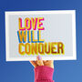 Love Will Conquer Golden Words Art Print, thumbnail 1 of 3