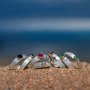 Sapphire September Birthstone Ring In Textured Sterling Silver And 9ct Gold, 11 of 11