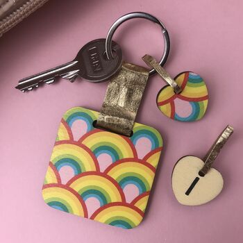 Personalised Rainbow Print Keyring, 3 of 6