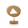 Travertine Triangle Sculpture With Brass Stand, thumbnail 1 of 2
