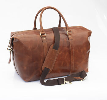 Luxury Soft Hide Leather Travel Holdall Bag, 6 of 11
