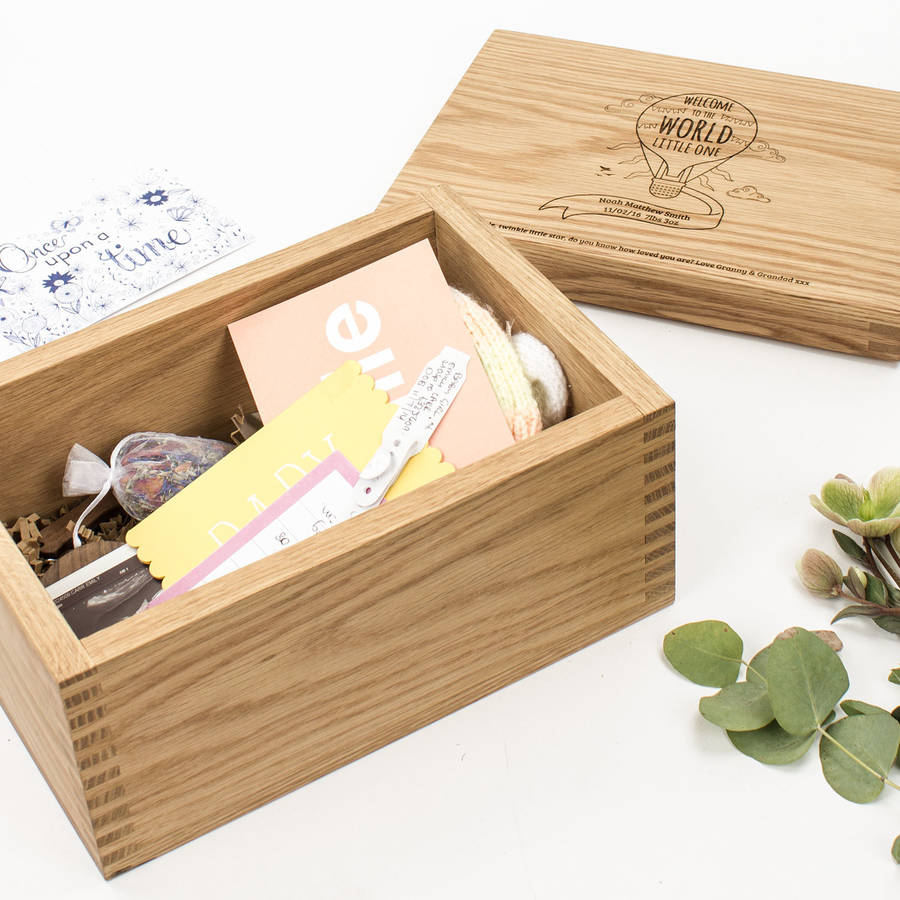Personalised Oak Keepsake Memory Box New Baby By Create Gift Love