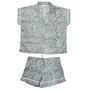 Block Printed Blue Cornflower Cotton Short Pyjama Set, thumbnail 3 of 4