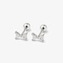 Gold Or Silver Women's Dainty Bow Stud Earrings With Screw Back, thumbnail 5 of 6
