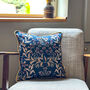 Luxury Velvet Cushion Winter Navy Blue And Gold Optional Piping, thumbnail 3 of 5