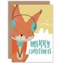 Cute Fox With Winter Earmuffs Christmas Card, thumbnail 1 of 4