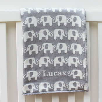 Personalised Knitted Elephant Baby Blanket, 11 of 11