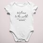 'Welcome To The World' Personalised Babygrow, thumbnail 3 of 3
