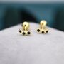 Small Black Cz Trio Screw Back Earrings Sterling Silver, thumbnail 3 of 9
