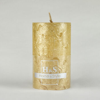 G Decor Adeline Gold Metallic Textured Pillar Candle, 5 of 7