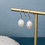 Sterling Silver Freshwater Pearl Huggie Drop Hook Earrings, thumbnail 4 of 12