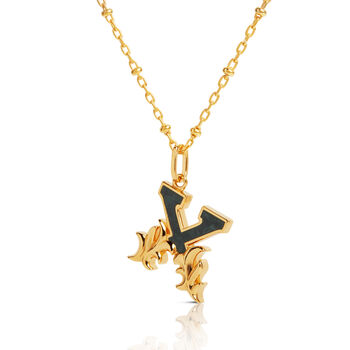 Gold Plated X Initial Necklace With Green Marble, 2 of 6