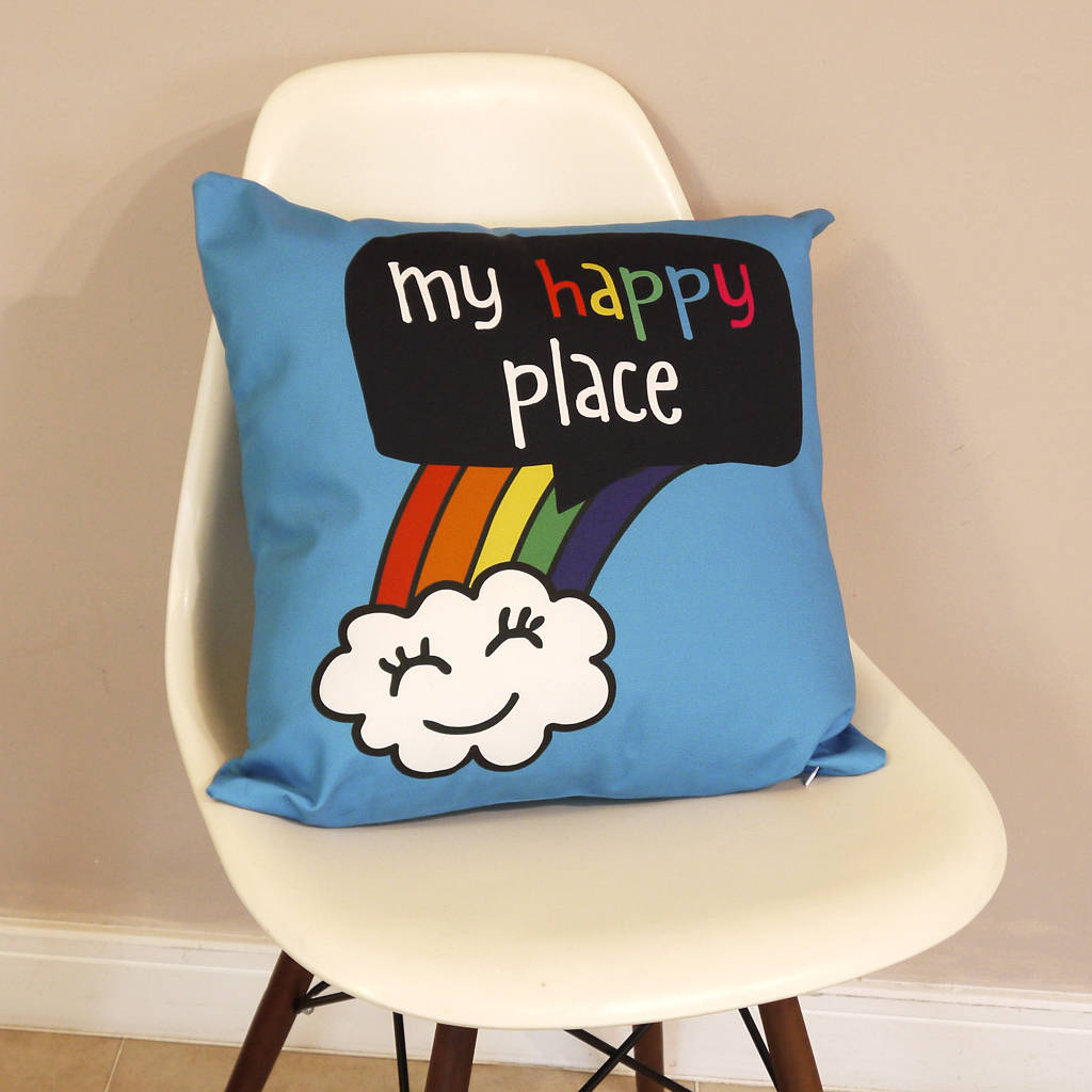 Colourful My Happy Place Cushion Cover By Poppy Lane