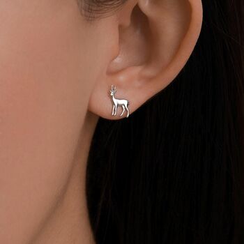 Sterling Silver Antelope / Deer / Gazelle Stud Earrings, 7 of 12