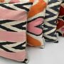 Square Ikat Silk Cushion Pink And Black Arrow, thumbnail 7 of 8