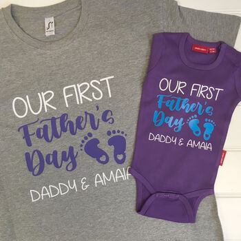 Personalised Our First Father's Day T Shirt Set, 3 of 10
