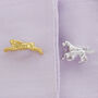 Hare And Hounds Cufflinks In Silver , 18ct Gold, thumbnail 2 of 3