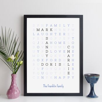 Personalised Family Print Wordsearch Names Gift, 2 of 10