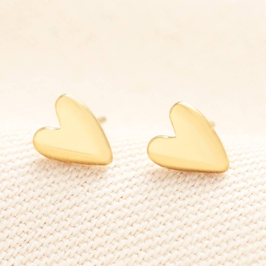 Stainless Steel Delicate Heart Stud Earrings In Gold, 1 of 1