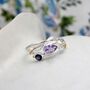 Silver Teardrop Amethyst And Iolite Ring, thumbnail 3 of 8