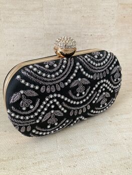 Black Handcrafted Oval Clutch Bag, 4 of 5