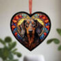 Dachshund Stained Glass Effect Heart Suncatcher, thumbnail 2 of 9