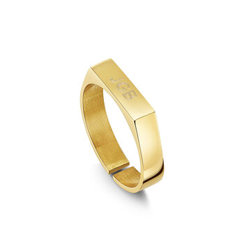 Adjustable Flat Faced Ring 18 K Gold Plated Steel, 6 of 6