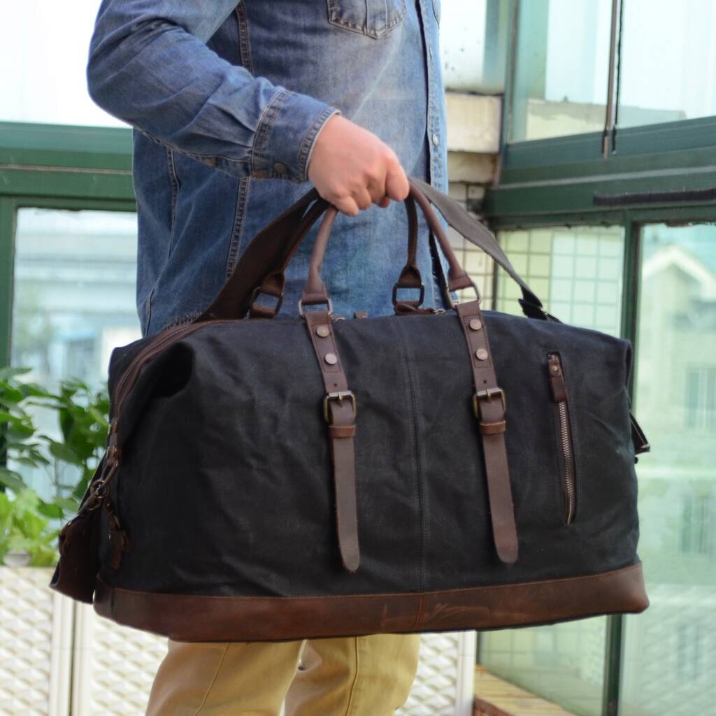 Unisex Waxed Canvas Travel Holdall Bag By EAZO