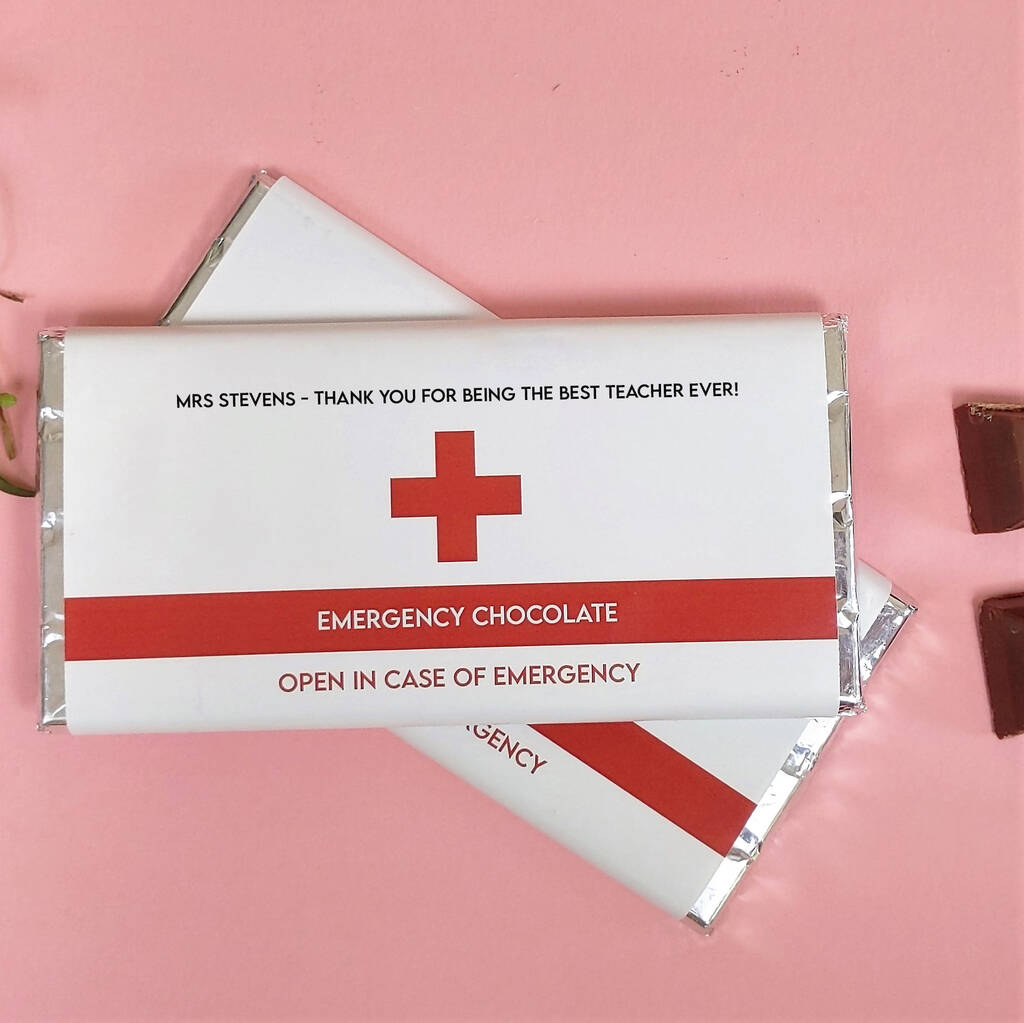 Personalised Emergency Belgian Milk Chocolate Bar, 1 of 3