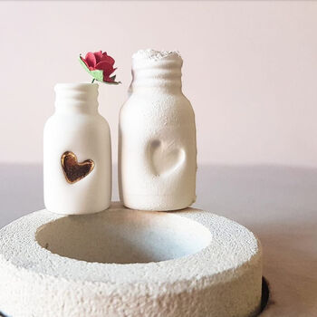 Paper Rose And Embossed Heart Mini Bottle, 2 of 12