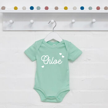 Name With Hearts Personalised Babygrow, 2 of 7