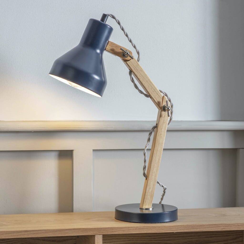 Carbon And Wood Desk Lamp