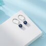 Sapphire Blue Cz Lever Back Hoop In Sterling Silver, thumbnail 1 of 12