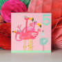 Happy Birthday Flamingos Five Card, thumbnail 1 of 3
