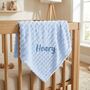Personalised Blue Embossed Baby Blanket, thumbnail 2 of 12