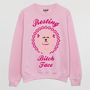 Resting Bitch Face Women's Dog Slogan Sweatshirt, 5 of 5