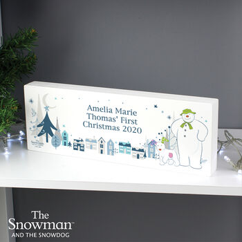Personalised The Snowman And The Snowdog Wooden Mantel Decoration, 2 of 6