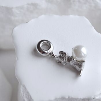 925 Cute Cat Charm Gift Elegant Pearl Cat, 3 of 5