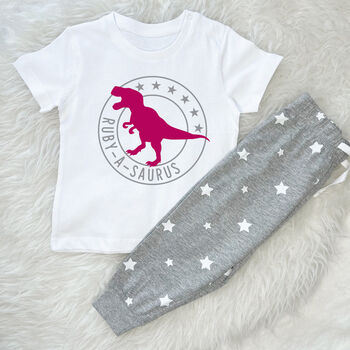 Kids Personalised Dinosaur Pyjamas, 2 of 5