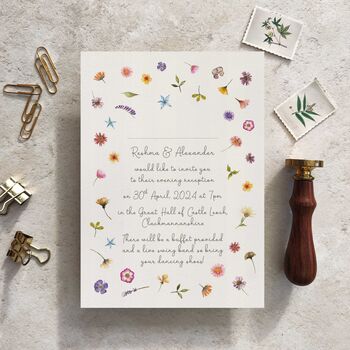 Pressed Wildflowers Wedding Invitation Suite, 11 of 12