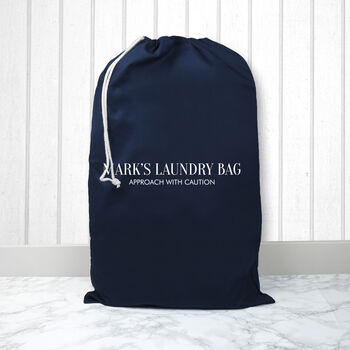 Personalised Large Navy Laundry Bag, 2 of 4