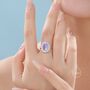 Sterling Silver Vintage Inspired Moonstone Cz Ring, thumbnail 2 of 11