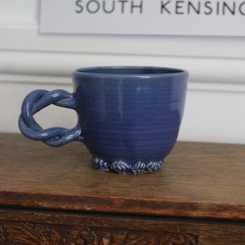 Ceramic Twisted Handle Mug In Navy Blue, 3 of 3