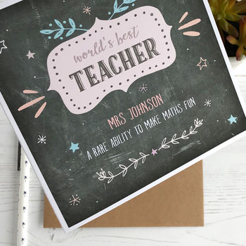 World's Best Teacher, Personalised Card, 3 of 5
