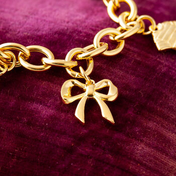 Charm Bracelet In Gold Plated Sterling Silver, 5 of 11